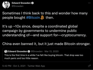 Screenshot of Edward Snowden tweet