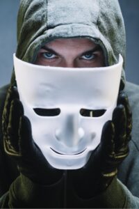 man behind mask