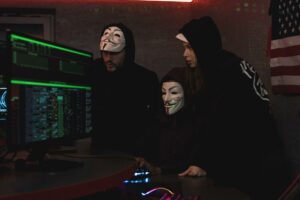 anonymous people hacking a computer