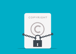 Blockchain uses cases for the legal industry copyright graphic with lock for decentral publishing