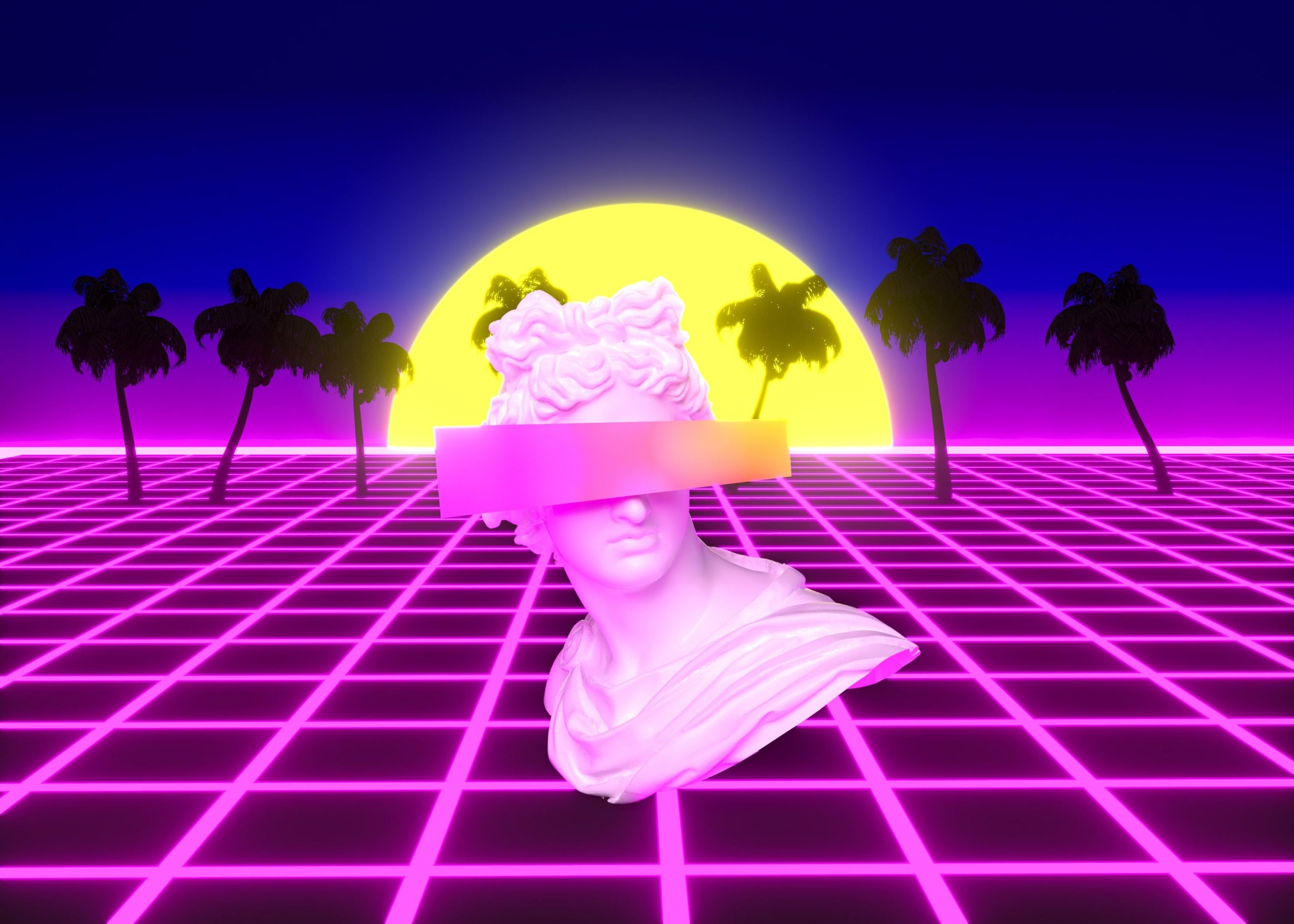 Can NFT art be both collected and admired retro 3d shapes vaporwave style