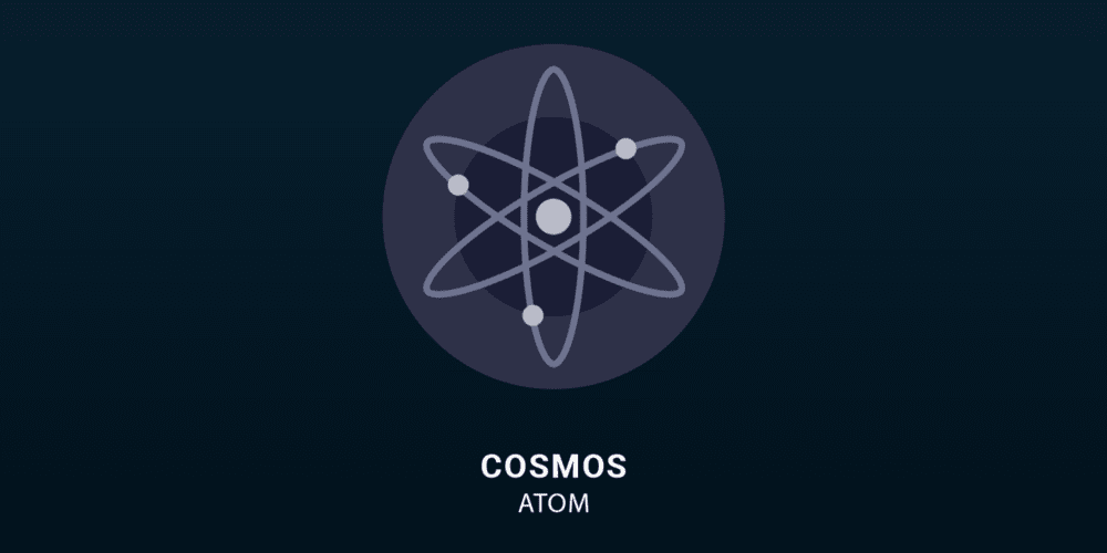 Cosmos Network atom logo on dark background for decentral publishing