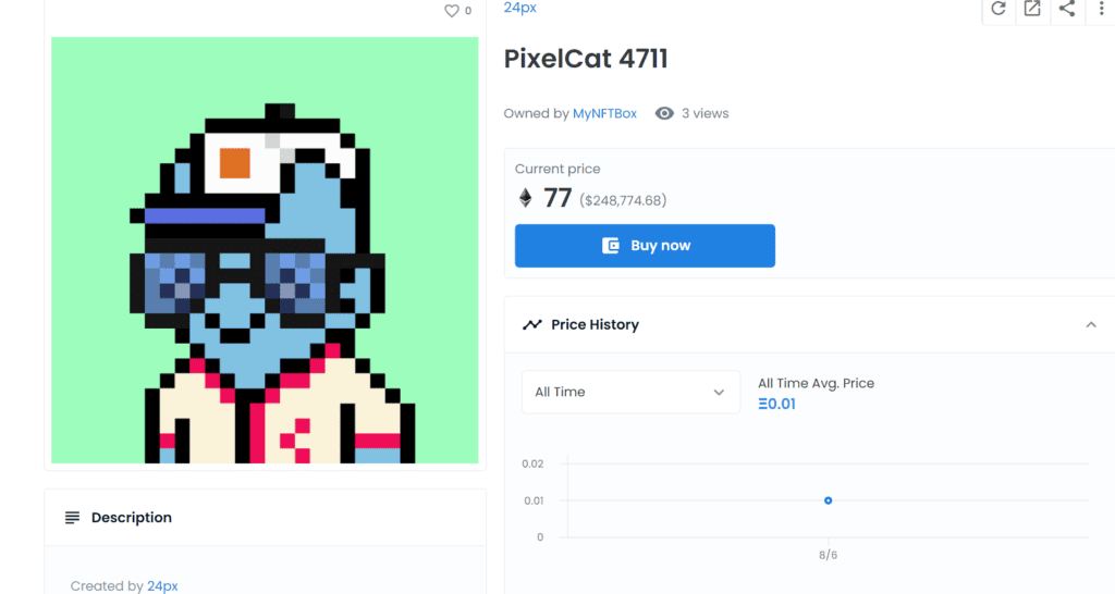NFT buying trading pixel cat nft