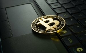 Tax refund in crypto bitcoin on laptop for decentral publishing