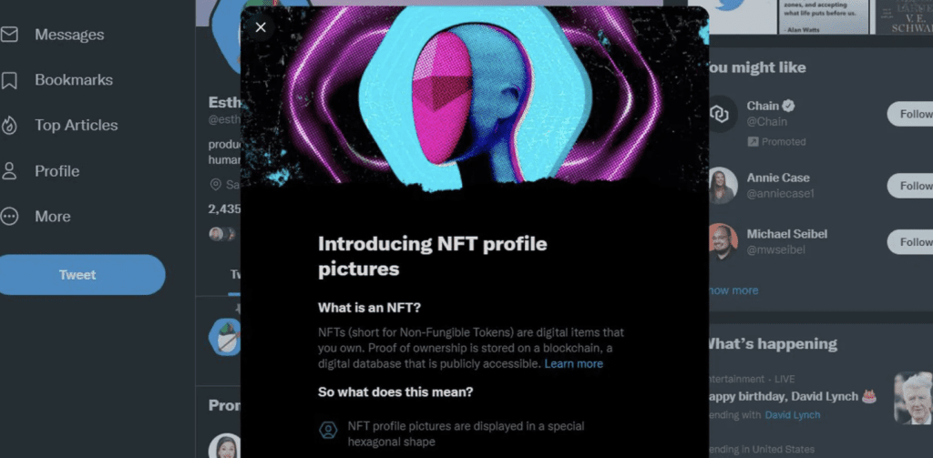 Twitter NFT profile picture pop up box weekly crypto news wrap up cryptocurrency headlines