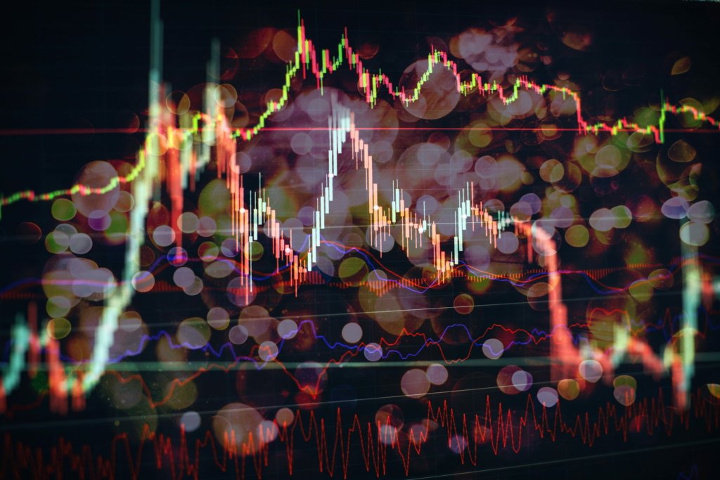 Crypto lending market investment trading stock market graph led screen finance investment concept selective focus