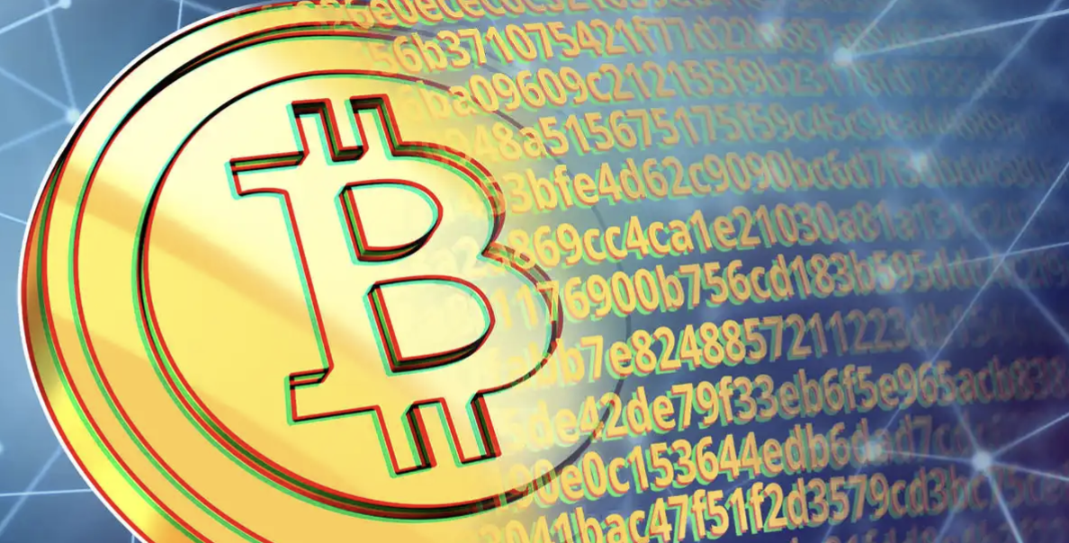 crypto news bitcoin image with alphanumeric characters for decentral publishing