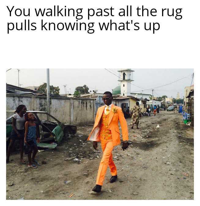 crypto news cryptocurrency meme orange suit walking