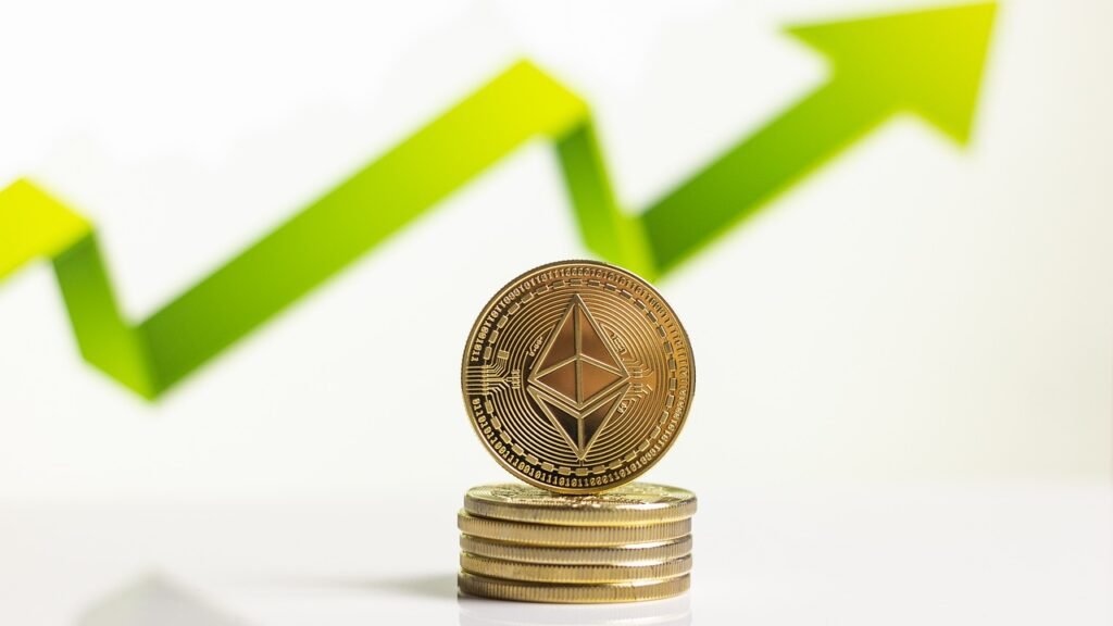 crypto staking tips ether coin with arrow point upwards