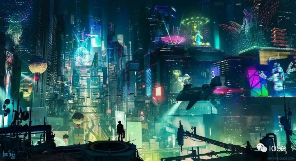anti-establishment decentralized autonomous organization dao futuristic city illustration
