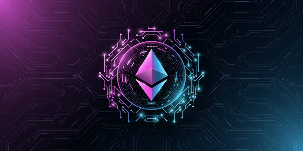 ether coin purple and blue decentral publishing