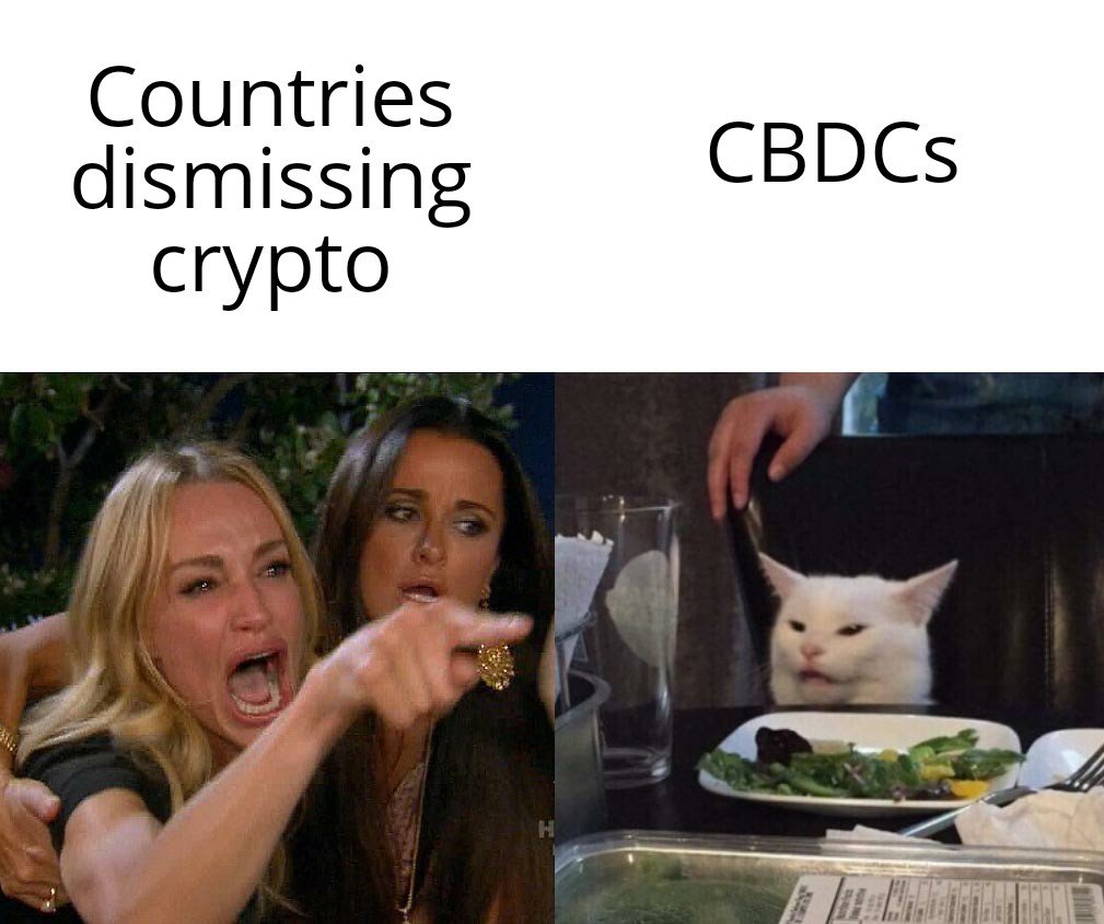 facts about crypto meme of a woman mad at a cat quote countries dismissing crypto cbdcs for decentral publishing