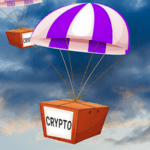 illustration of umbrella basket dropping crypto