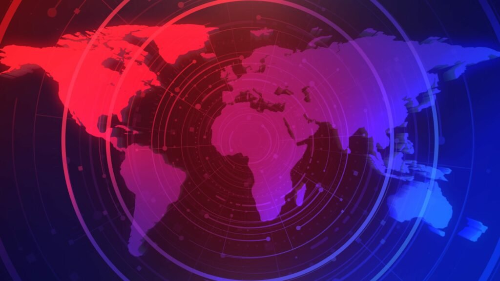 Weekly cryptocurrency news intro graphic animation with circles and world map