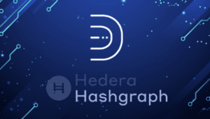 uncensored-crypto-hedera-hashgraph-logo-on-a-blue-background-for-decentral-publishing