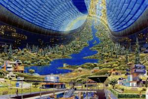 uncensored crypto thriving city inside a futuristic dome